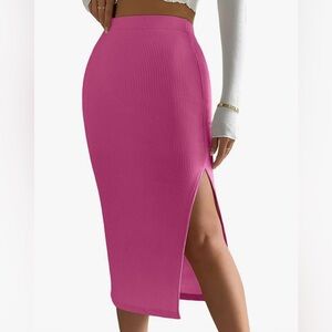 Hot Pink Ribbed Skirt